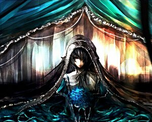 Rating: Safe Score: 0 Tags: 1girl black_hair curtains dress frills gothic hair_over_one_eye image lolita_fashion long_hair red_eyes ribbon solo suigintou window User: admin