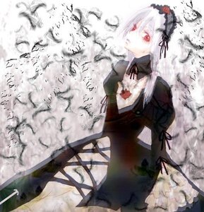 Rating: Safe Score: 0 Tags: 1girl black_dress black_ribbon dress flower frills hairband image long_hair long_sleeves red_eyes ribbon silver_hair solo standing suigintou User: admin