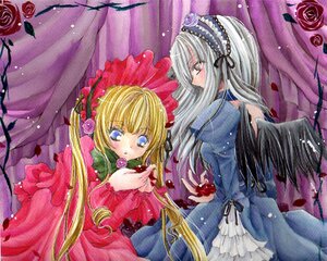 Rating: Safe Score: 0 Tags: 2girls blonde_hair blue_eyes blue_rose blush curtains dress flower frills hairband image long_hair long_sleeves marker_(medium) multiple_girls pair pink_flower pink_rose purple_flower purple_rose red_flower red_rose rose rose_petals shinku silver_hair suigintou traditional_media twintails watercolor_(medium) wings User: admin