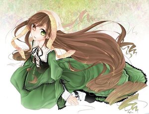 Rating: Safe Score: 0 Tags: 1girl black_ribbon brown_hair dress drill_hair frills full_body green_dress green_eyes head_scarf heterochromia image long_hair long_sleeves looking_at_viewer ribbon solo suiseiseki twin_drills twintails very_long_hair User: admin