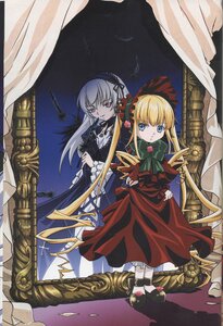 Rating: Safe Score: 0 Tags: 2girls black_footwear blonde_hair blue_eyes bow curtains dress flower green_bow image long_hair long_sleeves looking_at_viewer multiple_girls pair red_dress shinku shoes standing suigintou twintails very_long_hair wings User: admin