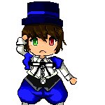 Rating: Safe Score: 0 Tags: 1boy blue_headwear brown_hair gloves green_eyes hat heterochromia image open_mouth pants pixel_art red_eyes short_hair smile solo souseiseki transparent_background User: admin