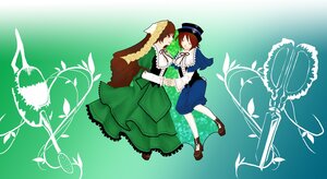 Rating: Safe Score: 0 Tags: brown_hair dress green_dress hat holding_hands image long_hair long_sleeves multiple_girls pair short_hair siblings souseiseki suiseiseki User: admin