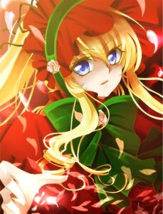 Rating: Safe Score: 0 Tags: 1girl blonde_hair blue_eyes dress flower hat image long_hair long_sleeves looking_at_viewer petals pink_flower pink_rose rose shinku solo User: admin