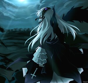 Rating: Safe Score: 0 Tags: 1girl black_wings dress frilled_sleeves frills hair_ribbon hairband image lolita_hairband long_hair long_sleeves ribbon sky solo suigintou very_long_hair white_hair wings User: admin