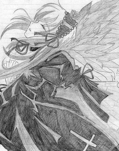 Rating: Safe Score: 0 Tags: 1girl black_wings dress feathered_wings frills greyscale hairband image long_hair long_sleeves monochrome ribbon simple_background solo suigintou upper_body very_long_hair white_background wings User: admin