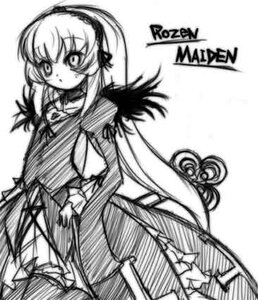 Rating: Safe Score: 0 Tags: 1girl dress greyscale hairband image long_hair long_sleeves looking_at_viewer monochrome simple_background solo standing suigintou white_background User: admin