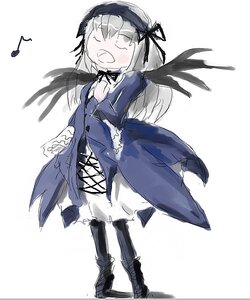Rating: Safe Score: 0 Tags: 1girl :d artist_request auto_tagged black_wings blush boots closed_eyes dress full_body image long_hair long_sleeves music musical_note open_mouth pale_skin ribbon rozen_maiden silver_hair simple_background singing smile solo standing suigintou white_background wings User: admin