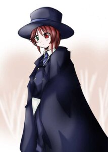 Rating: Safe Score: 0 Tags: 1girl brown_hair green_eyes hat heterochromia image long_sleeves looking_at_viewer red_eyes short_hair solo souseiseki standing top_hat User: admin