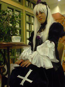 Rating: Safe Score: 0 Tags: 1girl dress flower hair_flower hair_ornament lips long_hair sitting solo suigintou white_hair User: admin