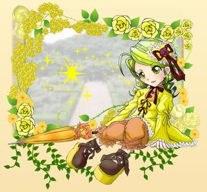 Rating: Safe Score: 0 Tags: 1girl ahoge auto_tagged dress drill_hair flower frills green_eyes green_hair hat image kanaria long_hair pink_rose red_rose ribbon rose solo sparkle vines weapon yellow_flower yellow_rose User: admin