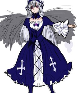 Rating: Safe Score: 0 Tags: 1girl black_wings boots detached_collar dress frills full_body hairband image lolita_hairband long_hair long_sleeves looking_at_viewer pink_eyes puffy_sleeves ribbon rose silver_hair solo standing suigintou very_long_hair white_background wings User: admin