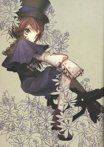 Rating: Safe Score: 0 Tags: 1girl absurdres boots brown_hair dress flower frills green_eyes hat heterochromia highres image knee_boots long_sleeves looking_at_viewer looking_back pantyhose red_hair rozen_maiden scan scissors short_hair solo souseiseki top_hat wada_arco User: admin
