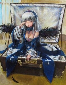 Rating: Safe Score: 0 Tags: 1girl black_wings blush breasts cleavage commentary_request detached_collar dress feathers flower frilled_sleeves frills hairband highres image large_breasts long_hair long_sleeves looking_at_viewer md5_mismatch oil_painting_(medium) one_eye_closed open_mouth painting_(medium) photo red_eyes resolution_mismatch rose rozen_maiden silver_hair sitting sleepy solo source_larger strap_slip suigintou tafuto traditional_media wings yawning User: admin