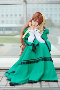 Rating: Safe Score: 0 Tags: 1girl blurry blurry_background brown_hair depth_of_field dress full_body green_dress green_eyes heterochromia long_hair long_sleeves looking_at_viewer outdoors solo suiseiseki very_long_hair User: admin