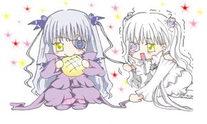 Rating: Safe Score: 0 Tags: 2girls barasuishou chibi dress eyepatch flower image kirakishou long_hair multiple_girls pair silver_hair two_side_up yellow_eyes User: admin