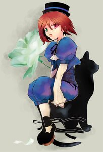 Rating: Safe Score: 0 Tags: 1girl blue_dress brown_hair dress full_body hat heterochromia image long_sleeves looking_at_viewer puffy_sleeves red_eyes short_hair sitting solo souseiseki top_hat User: admin