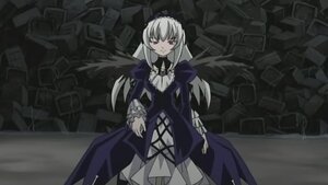 Rating: Safe Score: 0 Tags: 1girl black_dress dress frills hairband image juliet_sleeves long_hair long_sleeves looking_at_viewer ribbon solo standing suigintou very_long_hair wings User: admin