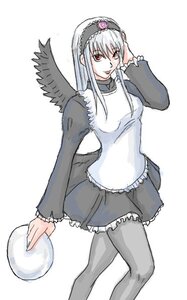 Rating: Safe Score: 0 Tags: 1girl black_wings dress frills hairband holding image long_hair long_sleeves looking_at_viewer pantyhose red_eyes simple_background skirt solo standing striped suigintou white_background wings User: admin