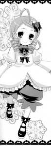 Rating: Safe Score: 0 Tags: 1girl ahoge bow bowtie dress drill_hair full_body greyscale hair_ornament image kanaria long_sleeves monochrome shoes smile solo standing striped twin_drills User: admin