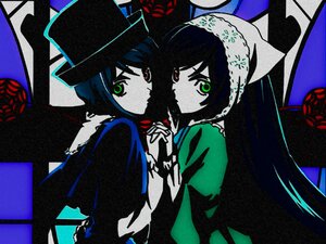 Rating: Safe Score: 0 Tags: 2girls black_hair green_eyes hat heterochromia holding_hands image interlocked_fingers long_hair looking_at_viewer multiple_girls pair red_eyes short_hair siblings sisters souseiseki suiseiseki User: admin