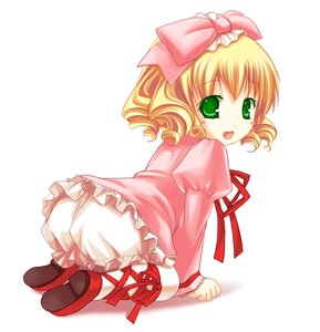 Rating: Safe Score: 0 Tags: 1girl blonde_hair bloomers bow dress frills full_body green_eyes hair_bow hina_ichigo hinaichigo image long_sleeves looking_at_viewer open_mouth pink_bow pink_dress pink_footwear ribbon short_hair simple_background smile solo striped underwear white_background white_bloomers User: admin