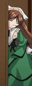 Rating: Safe Score: 0 Tags: 1girl apron brown_hair closed_eyes dress frills green_dress image long_hair long_sleeves maid solo suiseiseki User: admin