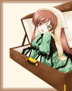 Rating: Safe Score: 0 Tags: 1girl :d brown_hair dress green_dress green_eyes heterochromia image long_hair long_sleeves looking_at_viewer open_mouth red_eyes solo suiseiseki table twintails very_long_hair User: admin