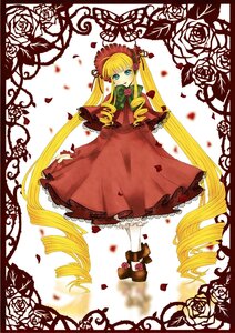 Rating: Safe Score: 0 Tags: 1girl blonde_hair blue_eyes bonnet bow capelet dress drill_hair flower full_body green_bow image long_hair long_sleeves looking_at_viewer pantyhose petals pink_flower pink_rose red_dress red_flower red_rose rose rose_petals shinku shoes solo twintails very_long_hair white_legwear User: admin