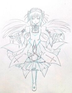 Rating: Safe Score: 0 Tags: 1girl akemi_homura dress greyscale hairband image long_hair long_sleeves looking_at_viewer monochrome simple_background solo suigintou traditional_media white_background wings User: admin