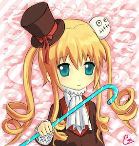 Rating: Safe Score: 0 Tags: 1girl auto_tagged blonde_hair bow cane dress drill_hair hat image long_hair long_sleeves looking_at_viewer mini_hat mini_top_hat ribbon shinku sidelocks solo top_hat twintails User: admin
