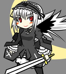 Rating: Safe Score: 0 Tags: 1girl black_dress black_wings blush_stickers dress frills hairband image juliet_sleeves lolita_hairband long_hair long_sleeves looking_at_viewer puffy_sleeves red_eyes smile solo suigintou weapon wings User: admin