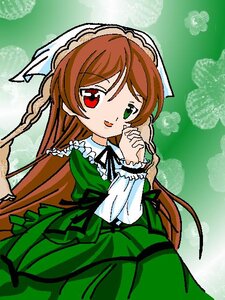 Rating: Safe Score: 0 Tags: 1girl :d brown_hair dress frills green_background green_dress green_eyes heterochromia image long_hair long_sleeves looking_at_viewer open_mouth own_hands_together red_eyes smile solo suiseiseki very_long_hair User: admin