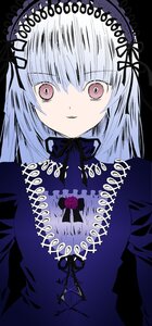 Rating: Safe Score: 0 Tags: 1girl bangs black_ribbon closed_mouth dress eyebrows_visible_through_hair flower hairband lolita_fashion long_hair long_sleeves looking_at_viewer ribbon rose silver_hair simple_background smile solo suigintou upper_body User: admin