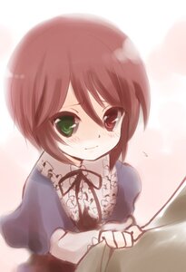 Rating: Safe Score: 0 Tags: 1girl bad_id bad_pixiv_id blue_dress blush brown_hair cling crossed_arms dress frills green_eyes heterochromia ica image long_sleeves looking_at_viewer puffy_sleeves red_eyes ribbon rozen_maiden short_hair smile solo souseiseki sweatdrop upper_body User: admin