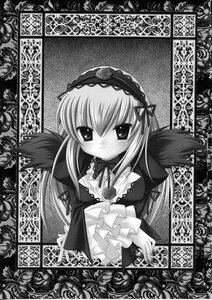 Rating: Safe Score: 0 Tags: 1girl dress flower frills greyscale hairband lolita_hairband long_hair long_sleeves looking_at_viewer monochrome rose solo suigintou wings User: admin