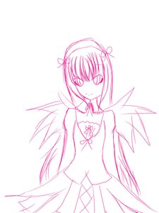 Rating: Safe Score: 0 Tags: 1girl akemi_homura akuma_homura angel_wings bare_shoulders dress feathered_wings feathers hair_ribbon image long_hair looking_at_viewer monochrome ribbon simple_background smile solo striped suigintou white_background wings User: admin