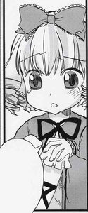 Rating: Safe Score: 0 Tags: 1girl blush bow dress drill_hair greyscale hair_bow hina_ichigo hinaichigo image long_sleeves monochrome open_mouth ribbon simple_background solo tears User: admin