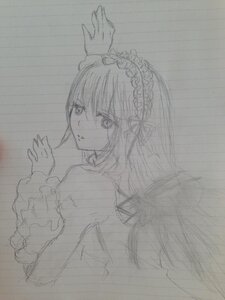 Rating: Safe Score: 0 Tags: 1girl against_wall akemi_homura crying crying_with_eyes_open dress frills graphite_(medium) hairband image juliet_sleeves long_hair long_sleeves looking_at_viewer monochrome sketch solo suigintou tears traditional_media wings User: admin