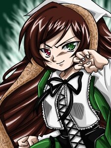 Rating: Safe Score: 0 Tags: 1girl auto_tagged bangs brown_hair dress frills green_dress green_eyes head_scarf heterochromia image long_hair long_sleeves looking_at_viewer red_eyes solo suiseiseki twintails User: admin