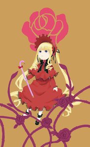 Rating: Safe Score: 0 Tags: 1girl blonde_hair blue_eyes bonnet bow dress flower image long_hair red_dress red_flower ribbon rose shinku solo twintails User: admin