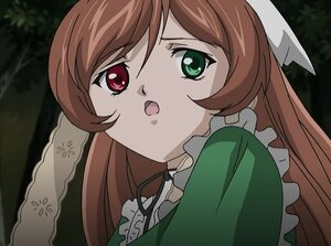 Rating: Safe Score: 0 Tags: 1girl :o anime_coloring brown_hair dress frills green_dress green_eyes image long_hair looking_at_viewer open_mouth parody solo suiseiseki User: admin