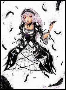 Rating: Safe Score: 0 Tags: 1girl bird black_border black_feathers black_wings crow dove dress feathers frills hairband image letterboxed long_hair long_sleeves looking_at_viewer red_eyes ribbon seagull solo suigintou wings User: admin