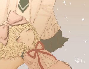 Rating: Safe Score: 0 Tags: 1girl bangs blonde_hair blush bow closed_eyes dress eyebrows_visible_through_hair frills hair_bow hina_ichigo hinaichigo image long_sleeves lying on_back parted_lips pink_bow sleeping solo striped User: admin