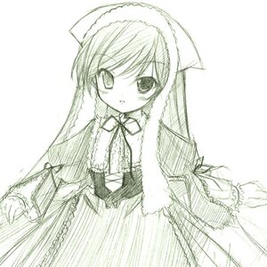 Rating: Safe Score: 0 Tags: 1girl auto_tagged blush dress frills image long_hair long_sleeves looking_at_viewer monochrome ribbon simple_background solo suiseiseki very_long_hair white_background User: admin