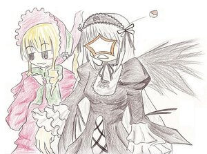 Rating: Safe Score: 0 Tags: 2girls black_wings blonde_hair bonnet dress frilled_sleeves frills hairband image long_hair long_sleeves multiple_girls pair shinku simple_background suigintou traditional_media upper_body very_long_hair white_background wide_sleeves wings User: admin