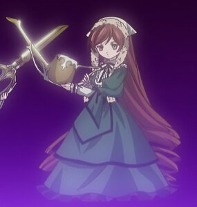 Rating: Safe Score: 0 Tags: 1girl brown_hair dress drill_hair frills green_dress green_eyes heterochromia image long_hair long_sleeves purple_background ribbon simple_background solo standing suiseiseki twin_drills very_long_hair watering_can User: admin