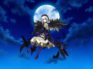 Rating: Safe Score: 0 Tags: 1girl black_wings cloud dress feathers flower full_moon hairband image long_hair moon night night_sky red_eyes silver_hair sky solo star_(sky) starry_sky suigintou thighhighs wings User: admin