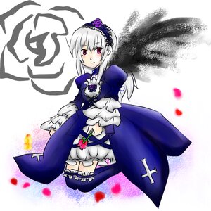 Rating: Safe Score: 0 Tags: 1girl bloomers blush dress flower frills hairband image juliet_sleeves long_sleeves looking_at_viewer petals puffy_sleeves silver_hair solo suigintou thighhighs underwear wings User: admin