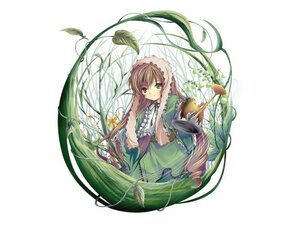 Rating: Safe Score: 0 Tags: 1girl brown_hair dress flower frills green_dress green_eyes heterochromia image long_hair long_sleeves looking_at_viewer plant red_eyes smile solo striped suiseiseki vertical_stripes very_long_hair vines watering_can User: admin